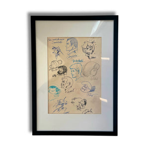 Planche unique de 11 dédicaces originales 30 x 21 cm - avec cadre