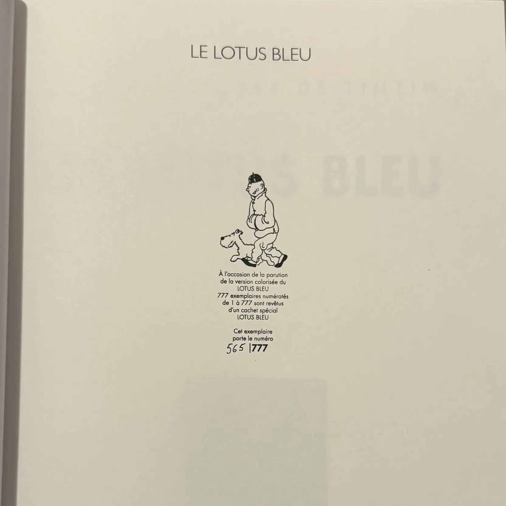 Tintin - Le Lotus Bleu - Colorisé - Édition limitée et numérotée - 2025