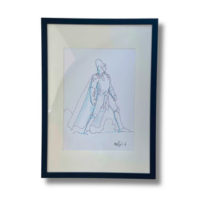 Dessin original en couleur de MOEBIUS – Dédicace - Format: 30 x 21 cm