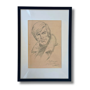 Dessin de personnage Bruno Brazil, dédicacé et signé par William Vance - Format: 30 x 21 cm