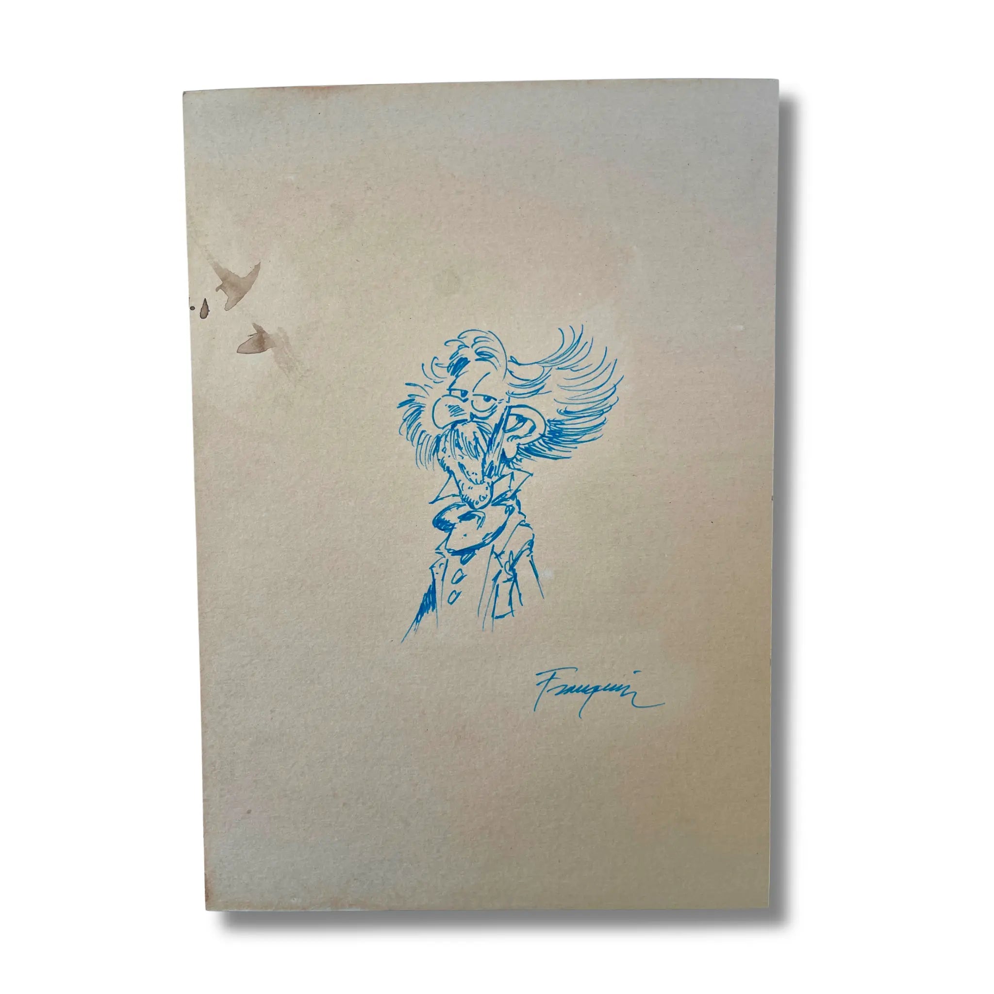 Original dessin de personnage Gaston par Franquin – Dédicace -Format: 30 x 21 cm