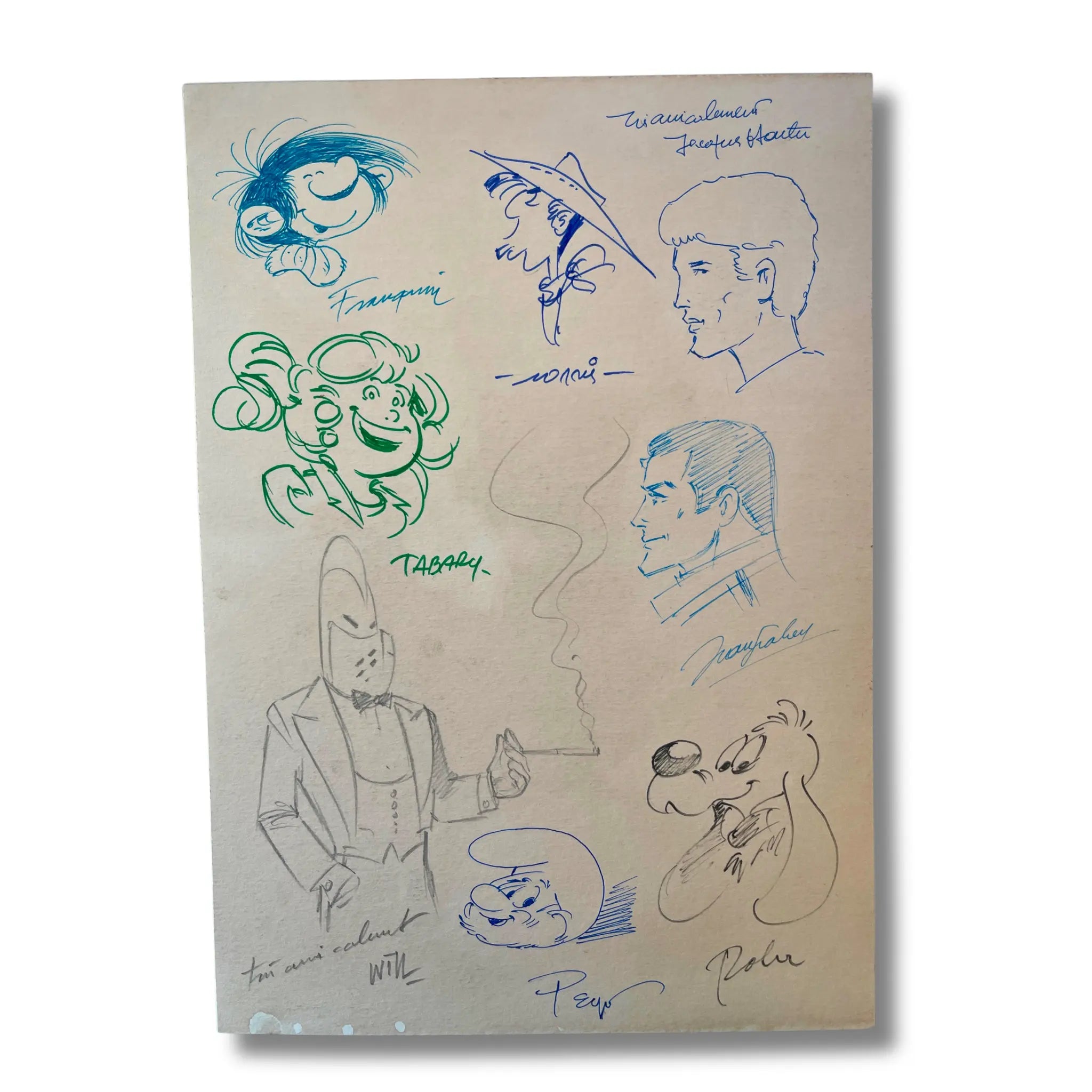 Planche unique de 8 dédicaces  avec cadre - Format : 30 x 21 cm