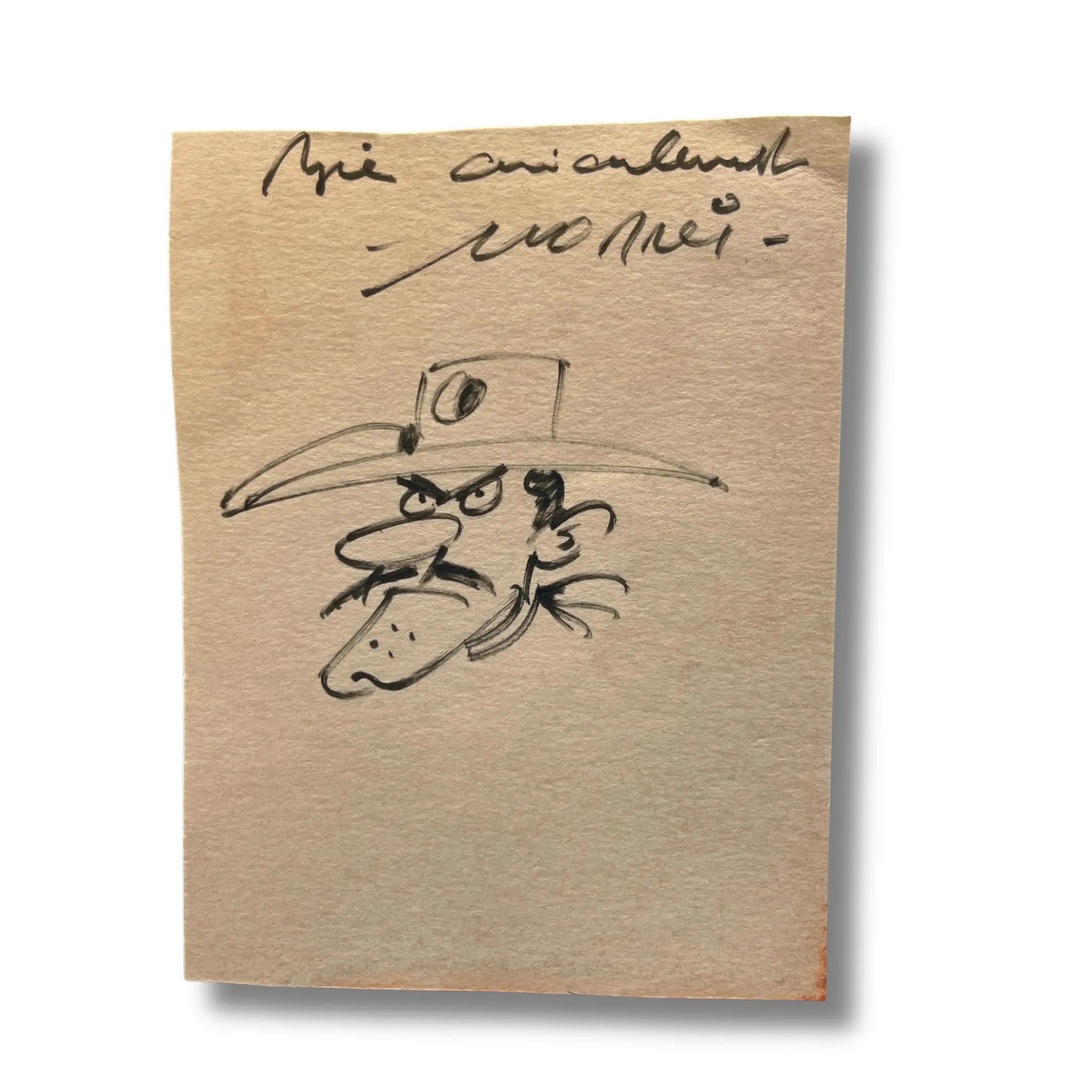 Lucky Luke–Dessin de personnage Joe Dalton, signé par Morris– Dédicace 12 ×10 cm