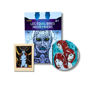 Les équilibres meurtriers - 1. Shark, dédicace en couleur signée par Ptoma, avec ex-libris tirage limité — EO 2003