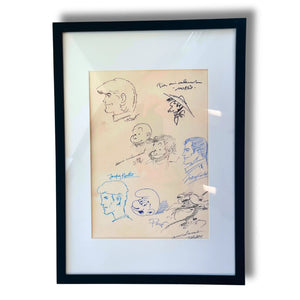 Planche unique de 7 dédicaces originales 30 x 21 cm - avec cadre