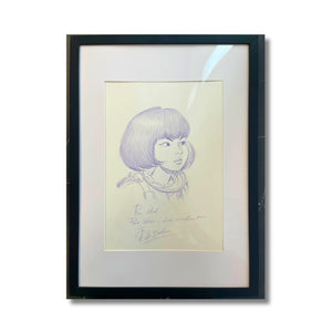 Original dessin de Yoko Tsuno, signé par Roger Leloup - Dédicace avec cadre