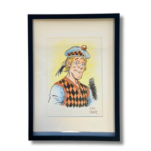 Original dessin de Eddy PAAPE – Dédicace avec cadre, Format : 30 x 21 cm