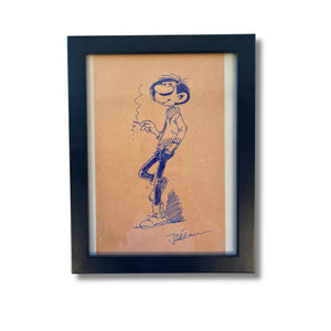 Gaston – Dessin original signé par Jidéhem – Dédicace avec cadre