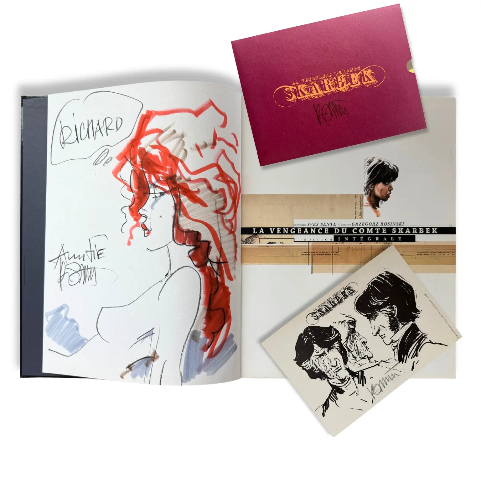 La Vengeance Du Comte Skarbek, Intégral - Dédicace colorée de Rosinski - Ex-libris et dossier signé