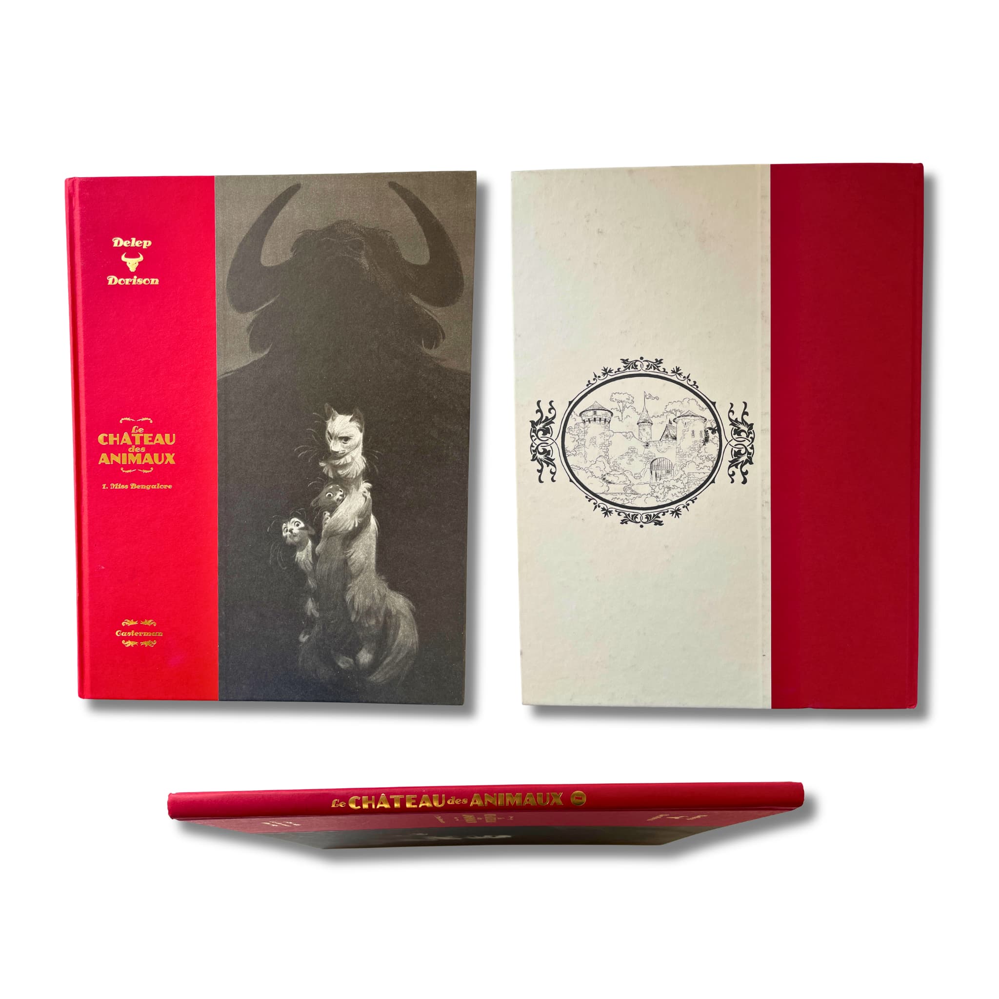 Le Château des Animaux - tirage de luxe – Tomes 1 à 4 – trois dédicaces signées par Delep et Dorison, quatre ex-libris numérotés, avec gazettes numérotées et PLV – EO 2019-2025