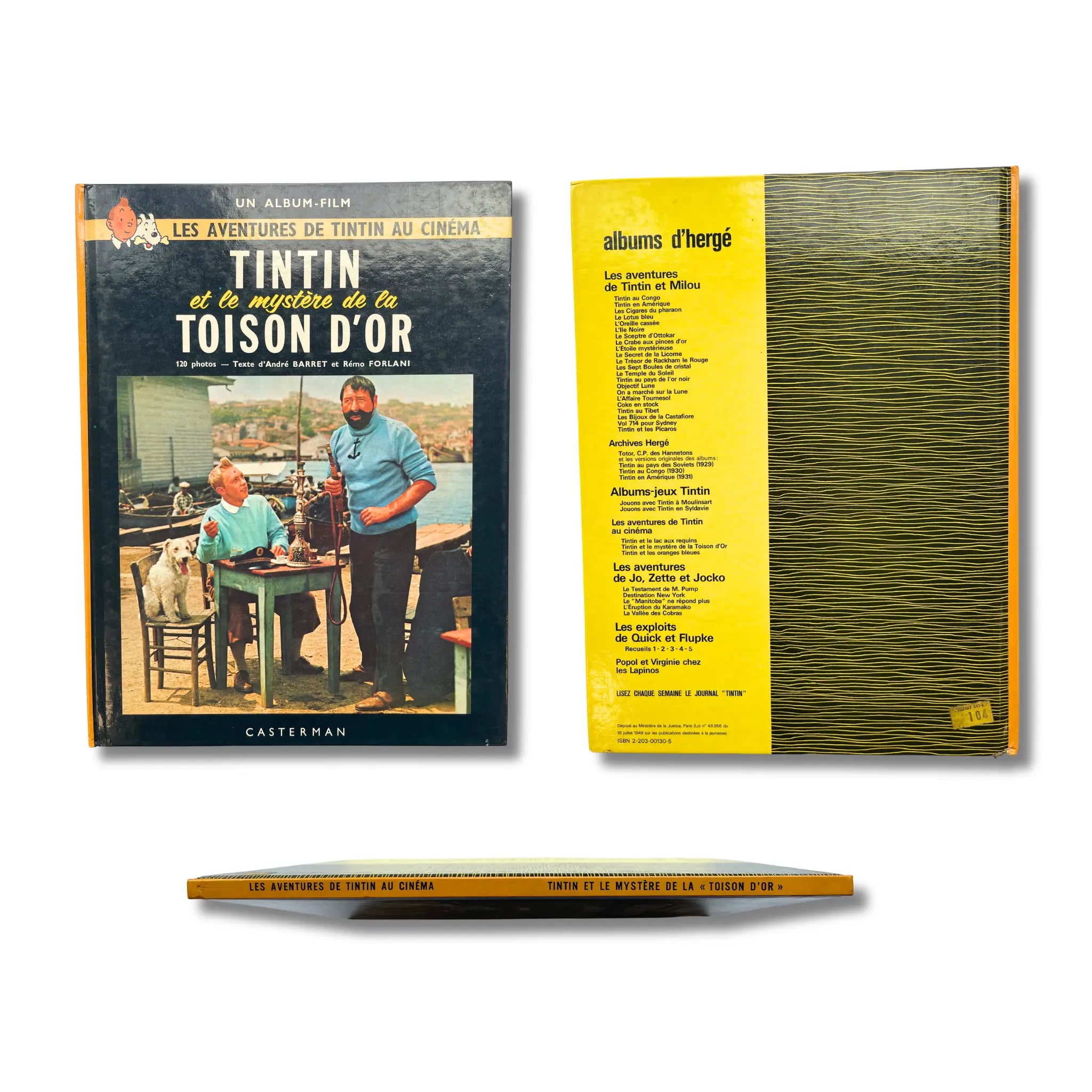 Les Aventures de Tintin au Cinéma-Tintin et le mystère de la toison d'or, dédicaces, signées avec tampons et photo — Réédition 1966
