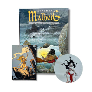 Malheig - 3. L'œil de Wedal, dédicace en couleur, signée par Jean-Marc Stalner, avec ex-libris signé — EO 1997