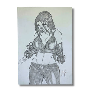 Original dessin pin-up, dédicace et signé par Mozart Etos - format : 30 x 21 cm