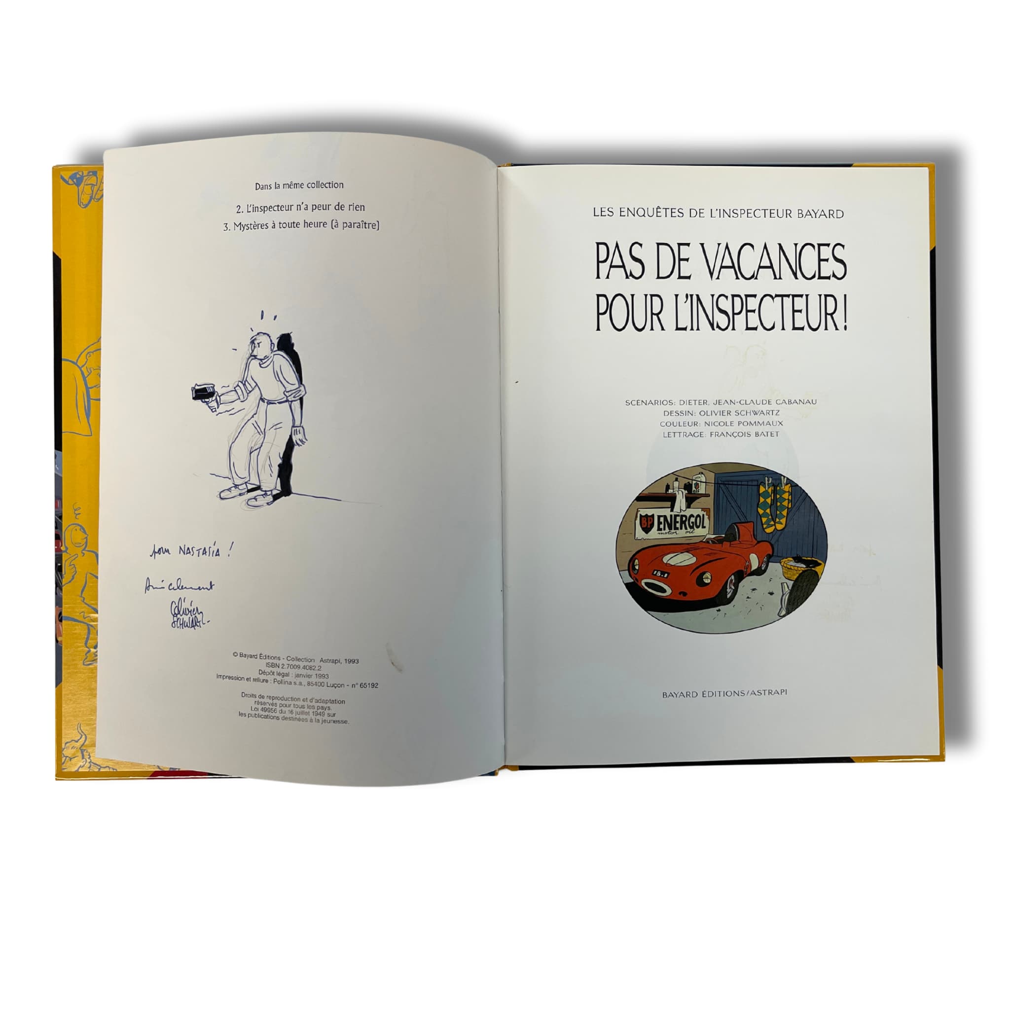 Pas de Vacances pour l'inspecteur - Dédicace de Oliver Schwartz - EO 1993