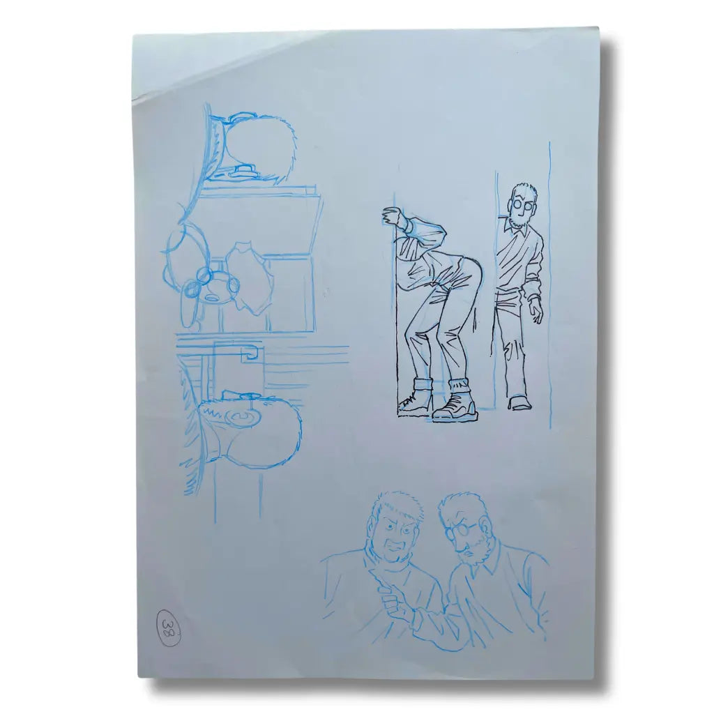 Dessin original de Philip Mortimer - Dédicace avec cadre