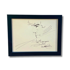 Bruno Brazil drawing, signed by William Vance – Dedicated with frame
