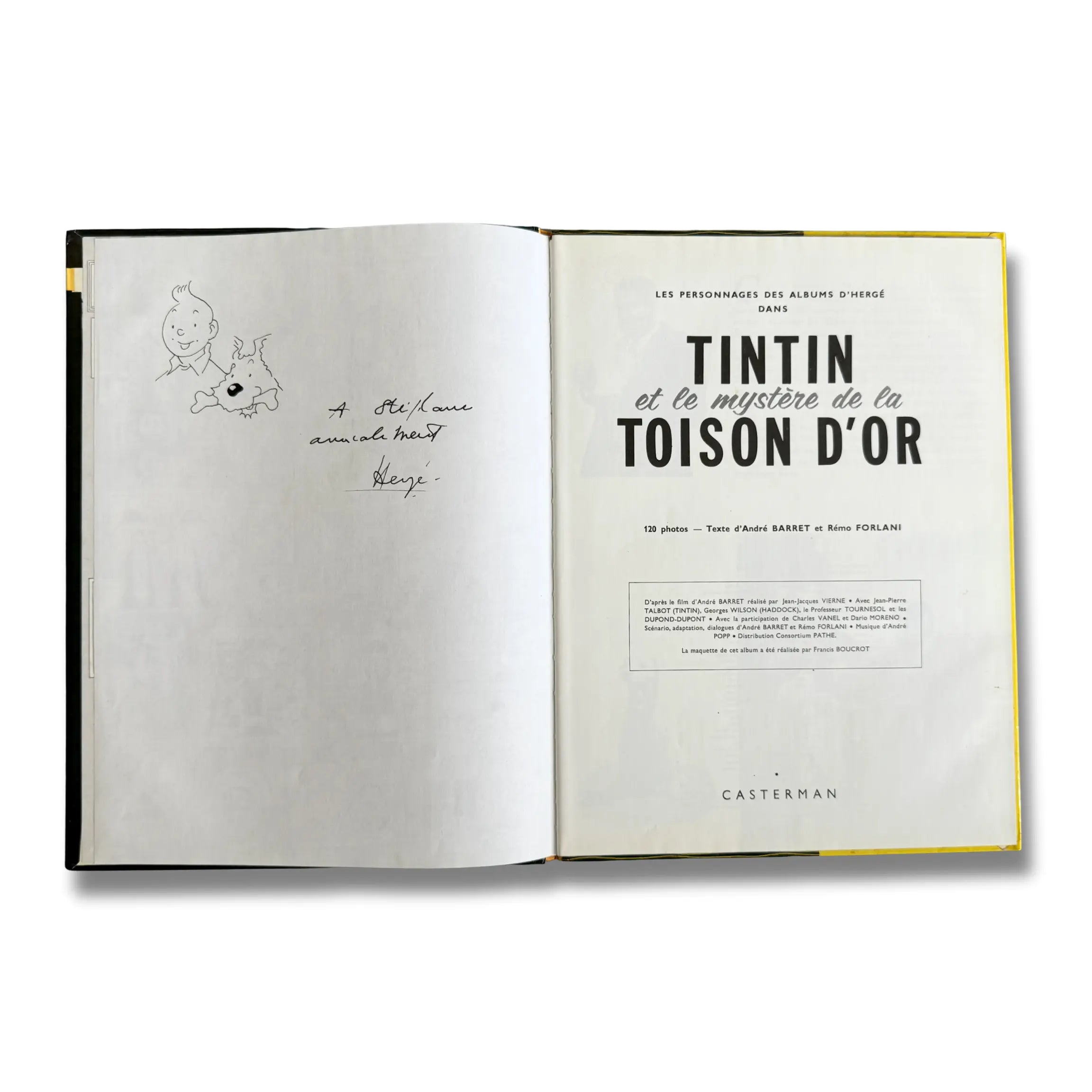 Tintin and the Blue Oranges - Dedication by Jean Pierre Talbot with signed photograph - EO 1965