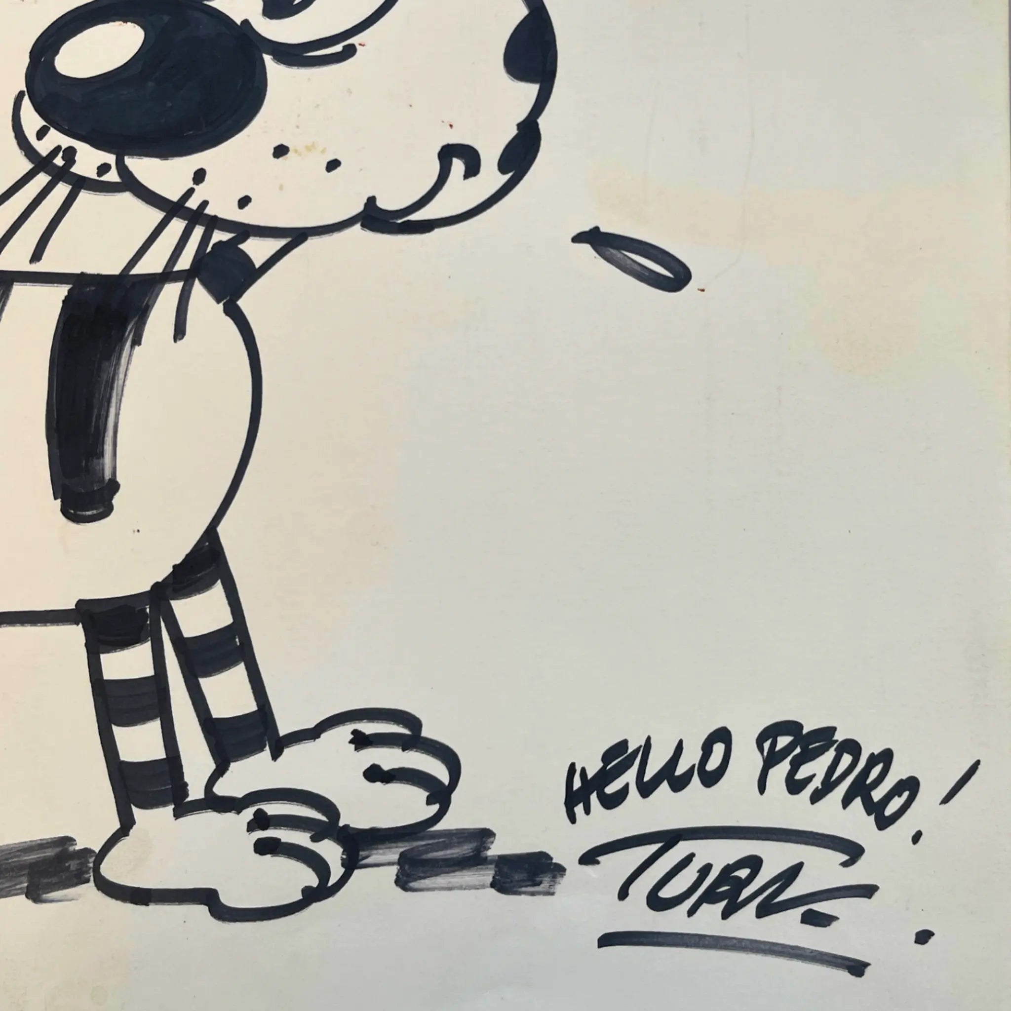 Turk - Dessin original de Léonard-Raoul Chatigré-Dédicace avec cadre, 30 x 40 cm