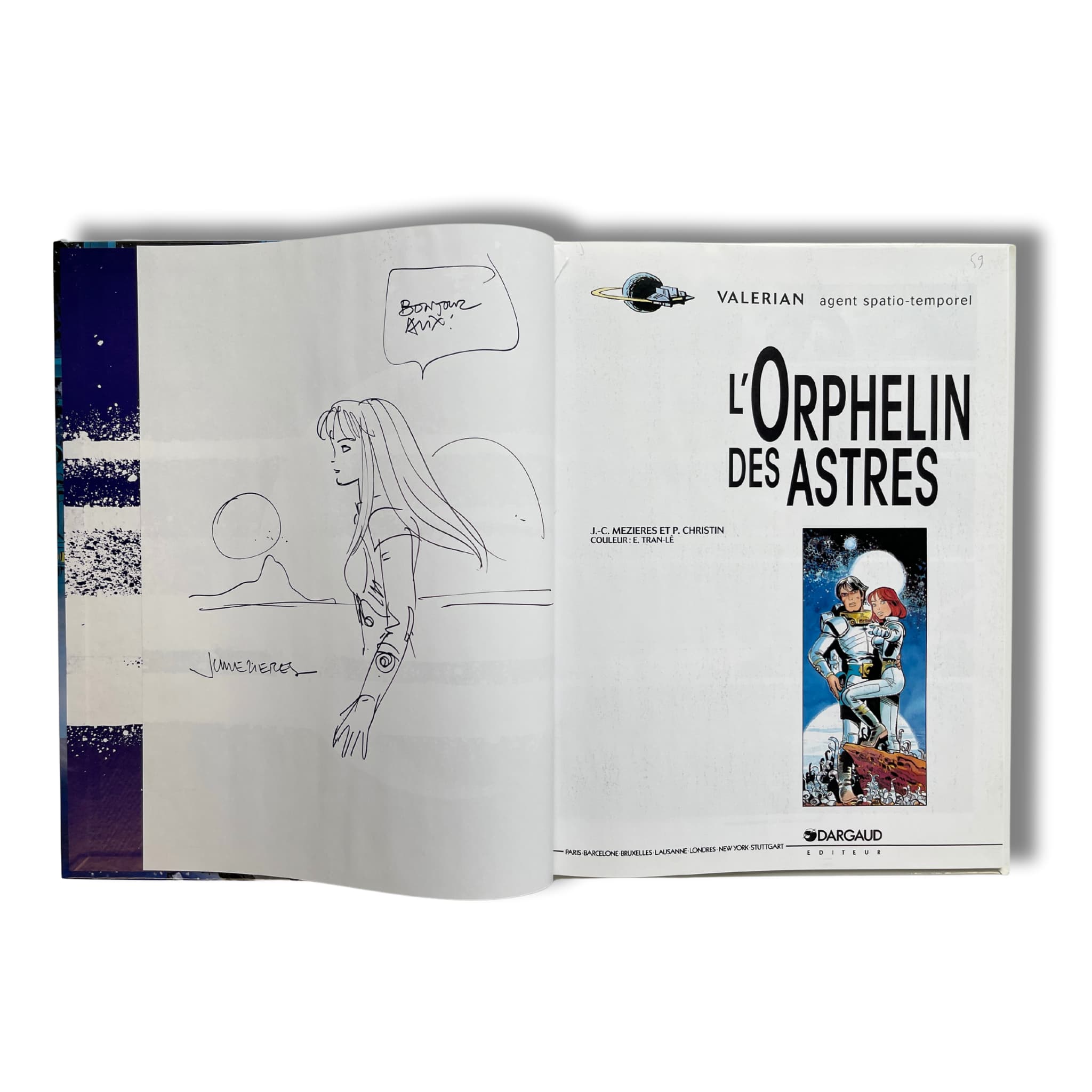 Valérian - L'orphelin des astres - Dédicace de Mézièrs - EO 1998