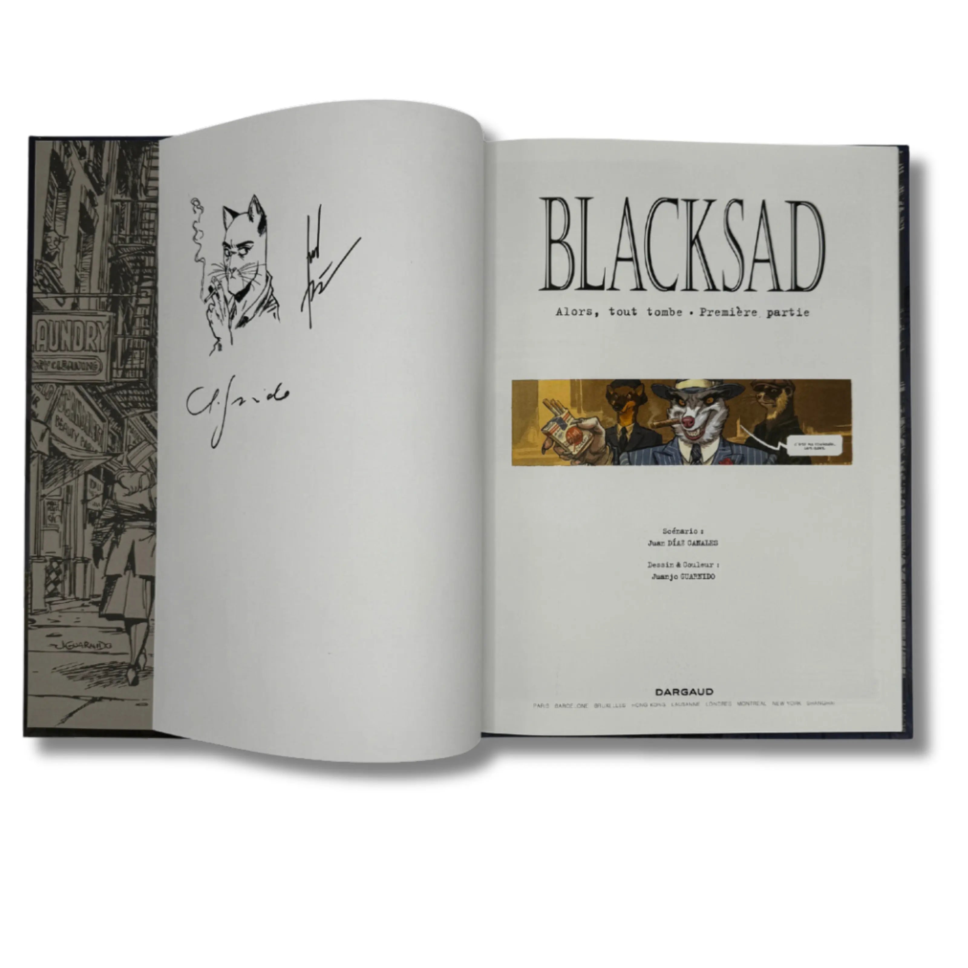 Blacksad, Tome 6 : Alors, tout tombe. Première Partie - Dédicace de Juan Diaz Canalès, Juanjo Guarnido - EO 2021