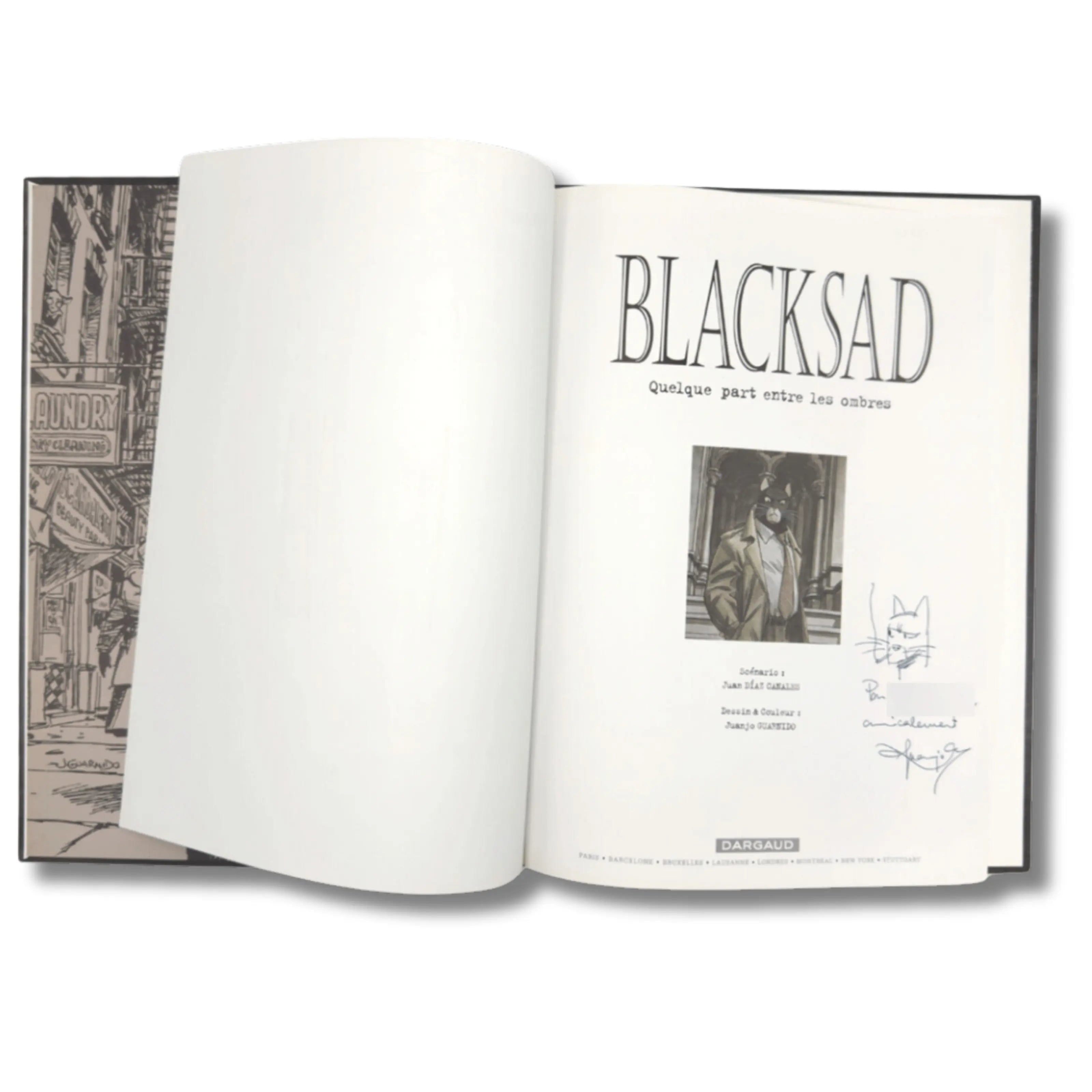Blacksad, Tome 1 : Quelque part entre les ombres - Dédicace de Juanjo Guarnido - 2001