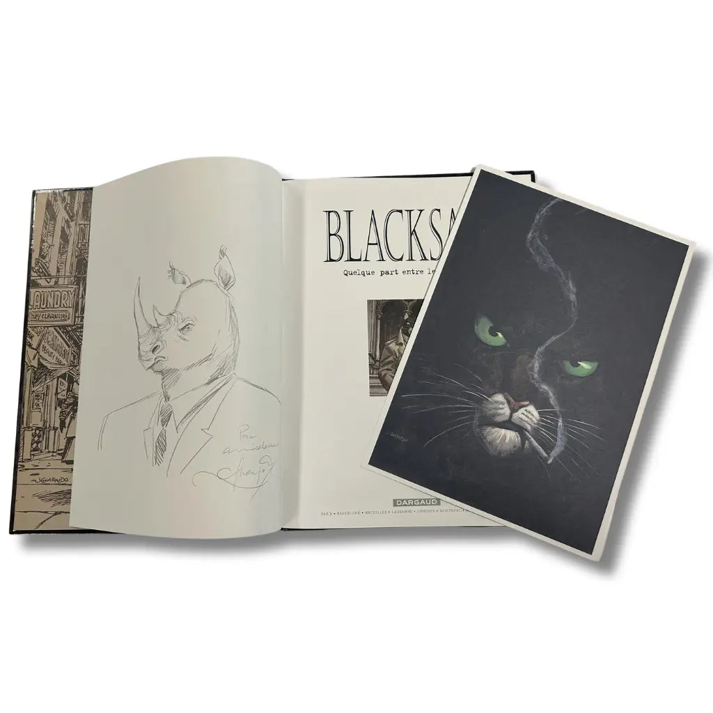 Blacksad, Tome 1 : Quelque part entre les ombres - Dédicace de Juanjo Guarnido avec ex-libris- 2003