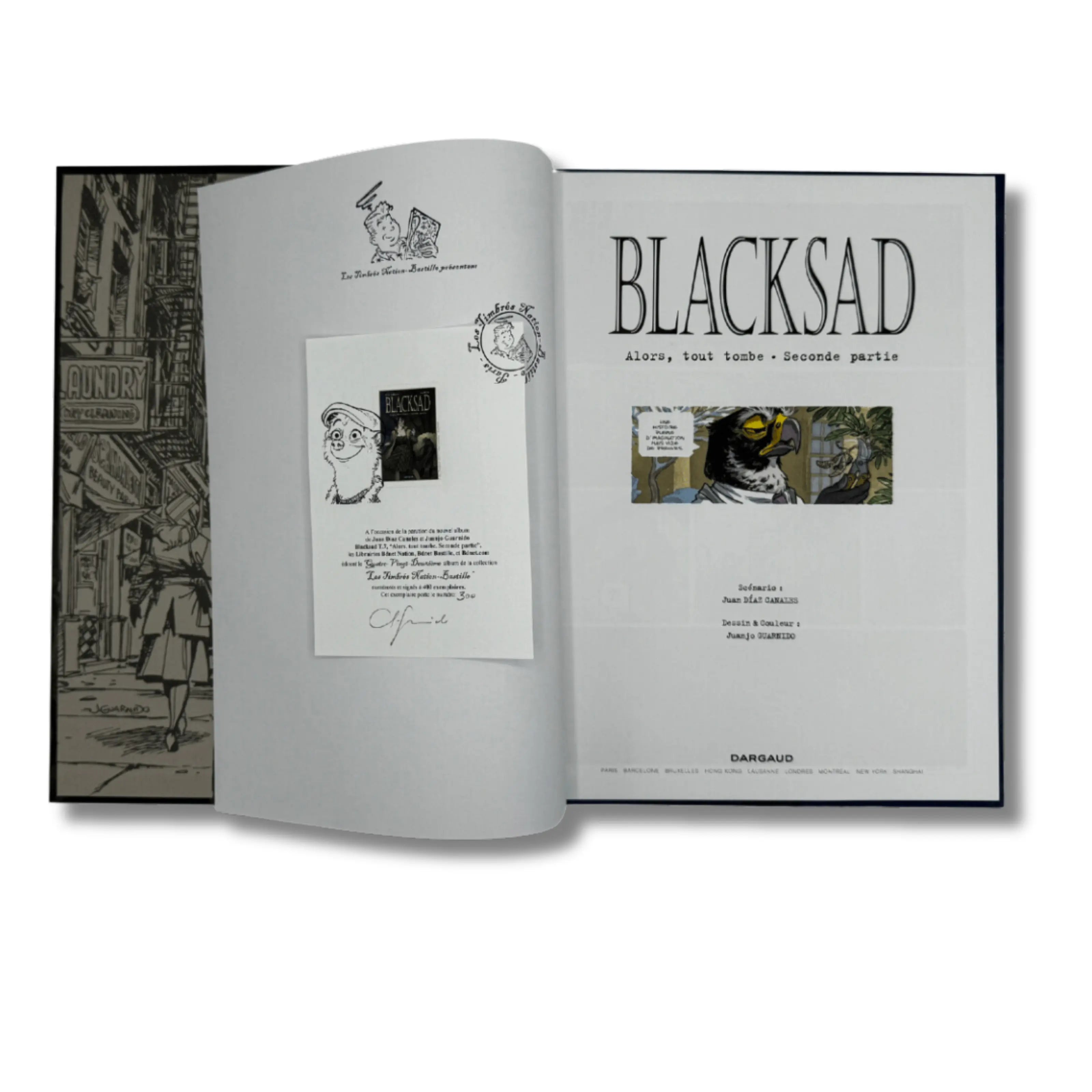 Blacksad, Tome 7 : Alors, tout tombe. Seconde partie - Timbré Nation - Dédicace de Juanjo Guarnido - EO 2023