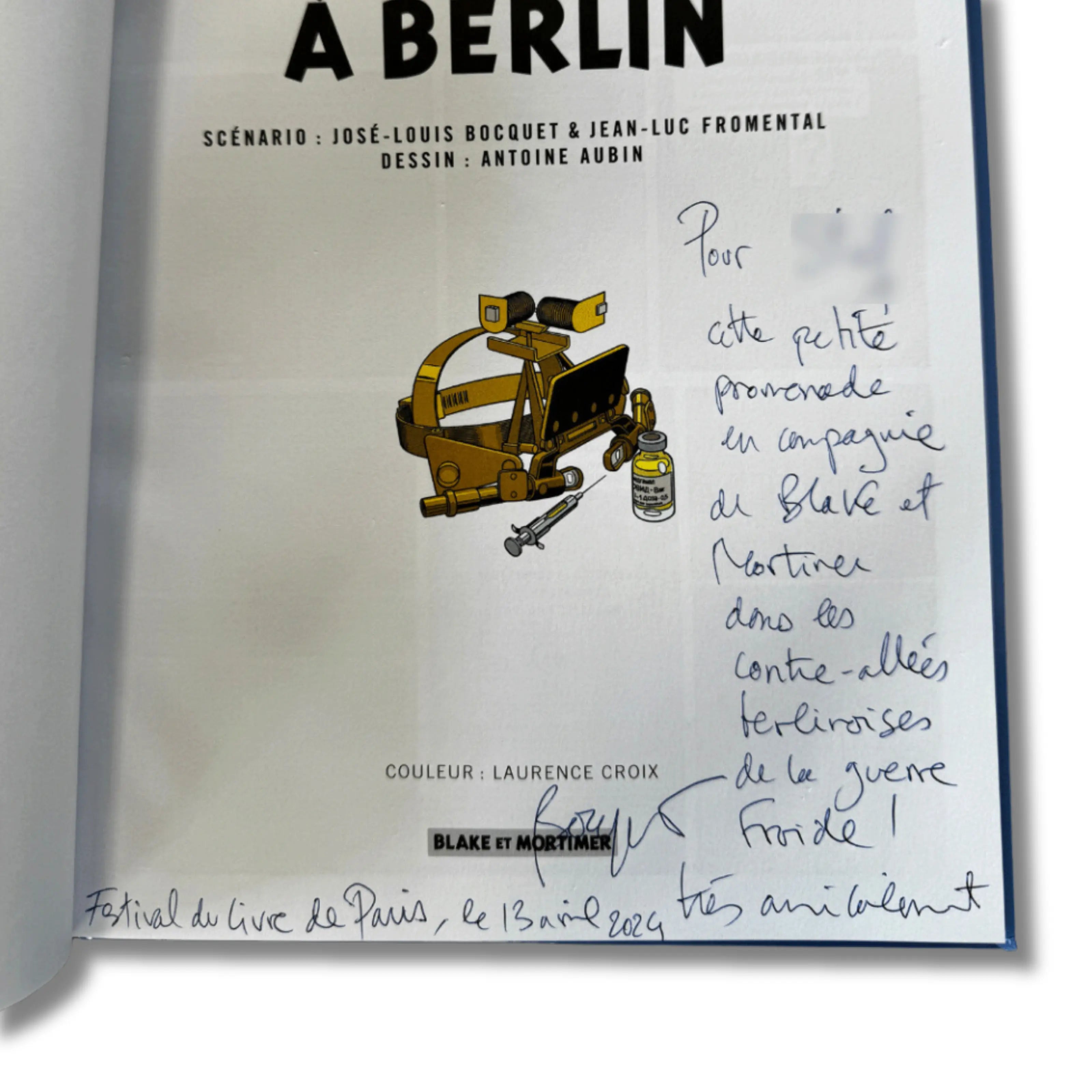 Blake et Mortimer, Tome 29 : Huit heures à Berlin, Dédicace de Bocquet, EO 2022