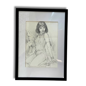 DELABY Philippe – Dessin original « Murena » (dédicace) - Rare - 24 x 21 cm