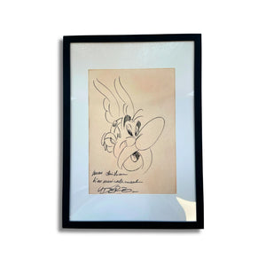 Asterix – Dessin original signé par Uderzo ( 30 x 21 cm ) – Dédicace avec cadre
