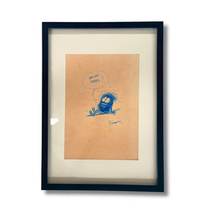 Original dessin - Franquin – Dédicace avec cadre, Format : 30 x 21 cm