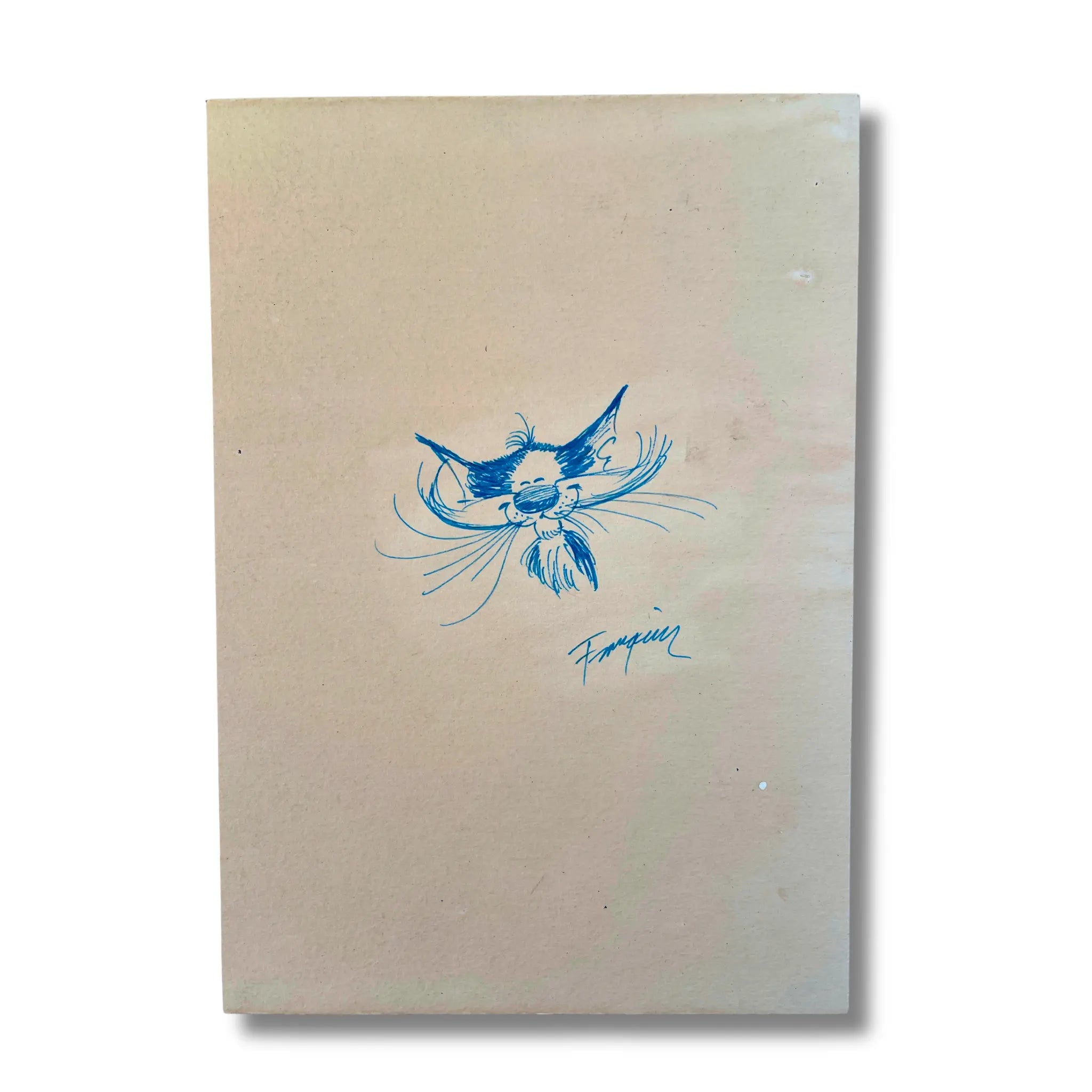 Original dessin de personnage Monstre par Franquin –Dédicace -Format: 20 x 20 cm