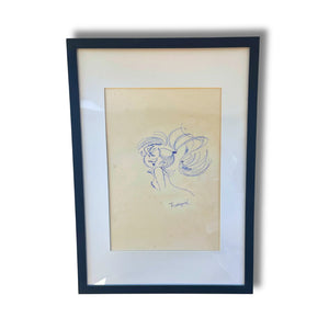 Original dessin de personnage mademoiselle jeanne par Franquin – Dédicace -Format: 30 x 21 cm