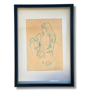Julie Wood – Dessin original signé par Jean Graton - Dédicace avec cadre