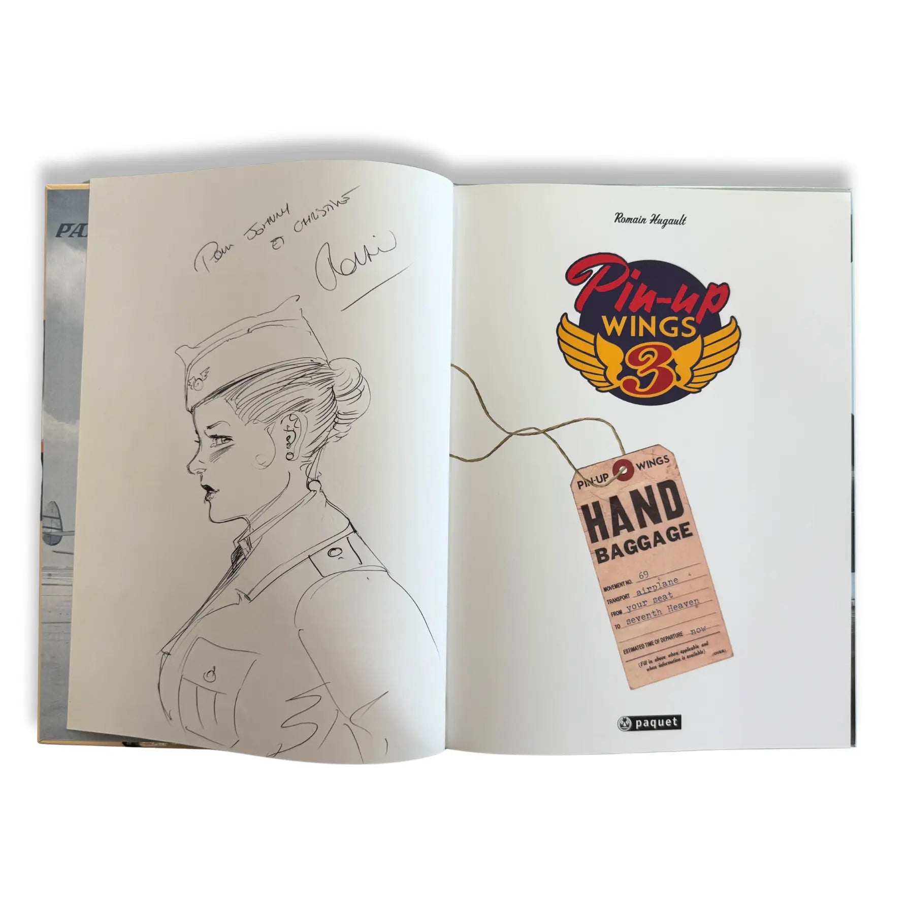 Pin-up Wings - Dédicace de romain Hugault avec Ex-libris signé  - EO 2013