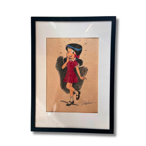 Sophie – Dessin original signé par Jidéhem ( 30 x 21 cm ) – Dédicace avec cadre