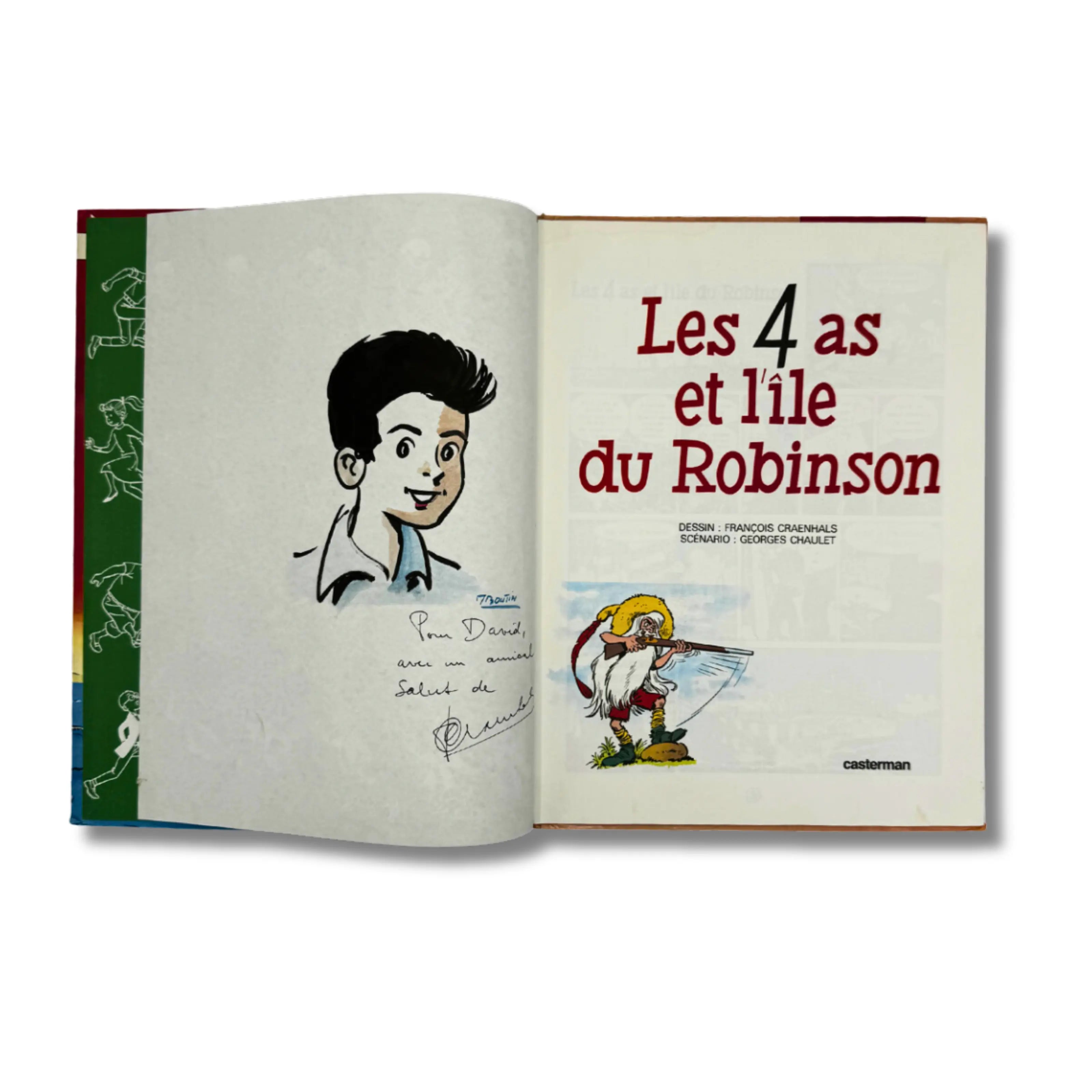 Les 4 As et l'île du Robinson - Dédicace de François Craenhals - 1987