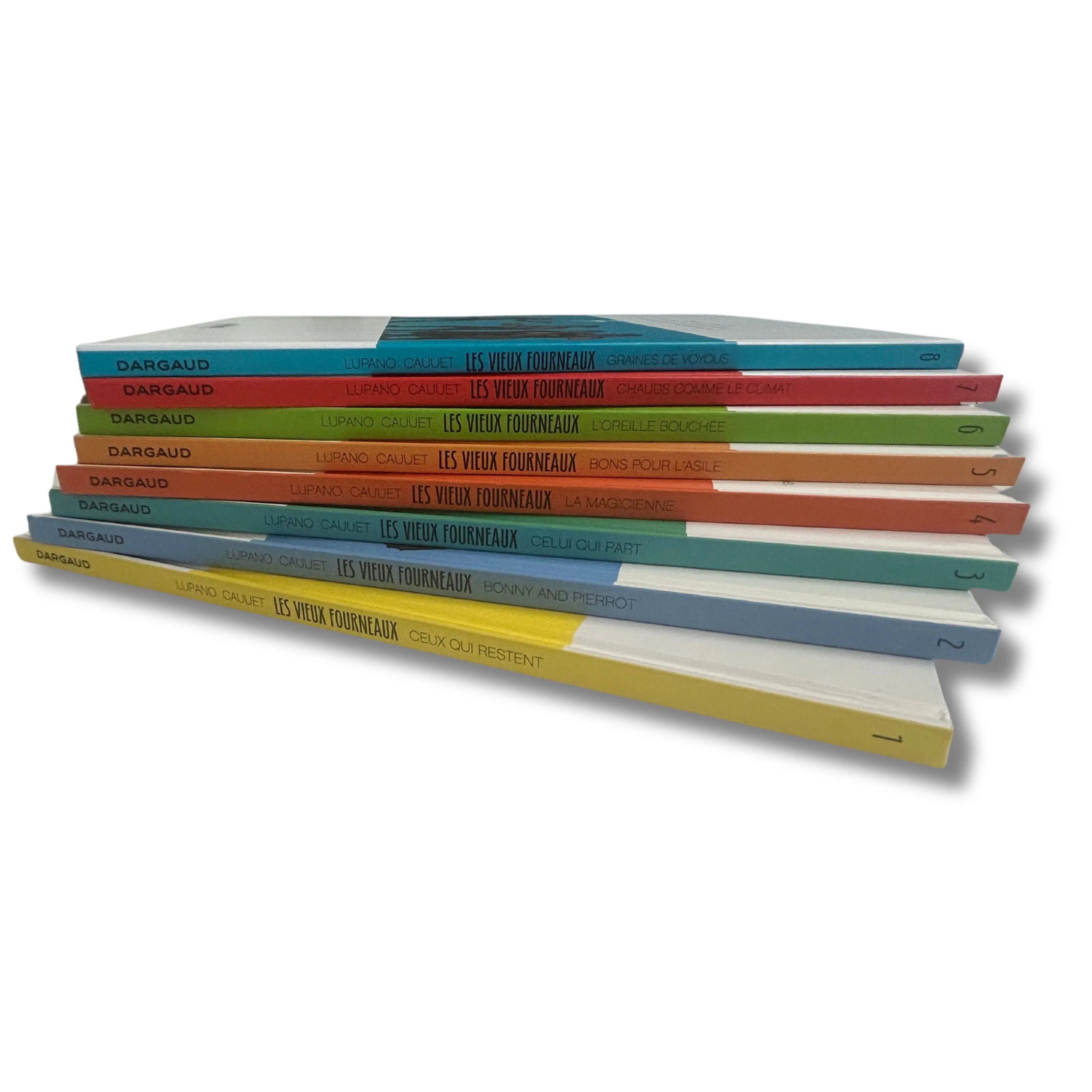Lot de Tome 1 à 8 Les Vieux Fourneaux - Dédicace de Cauuet avec ex libris, DVD, figurines, stickers