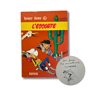 Lucky Luke - 28. L'escorte, dédicacé et signé par Morris — 1978