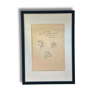 Trois dessins signés et dédicacés par Morris– Lucky luke-Joe Dalton-Jolly Jumper