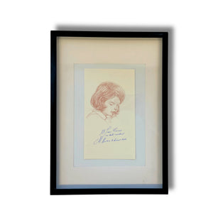Dessin original signé par Marcel Marlier - Dédicace avec cadre