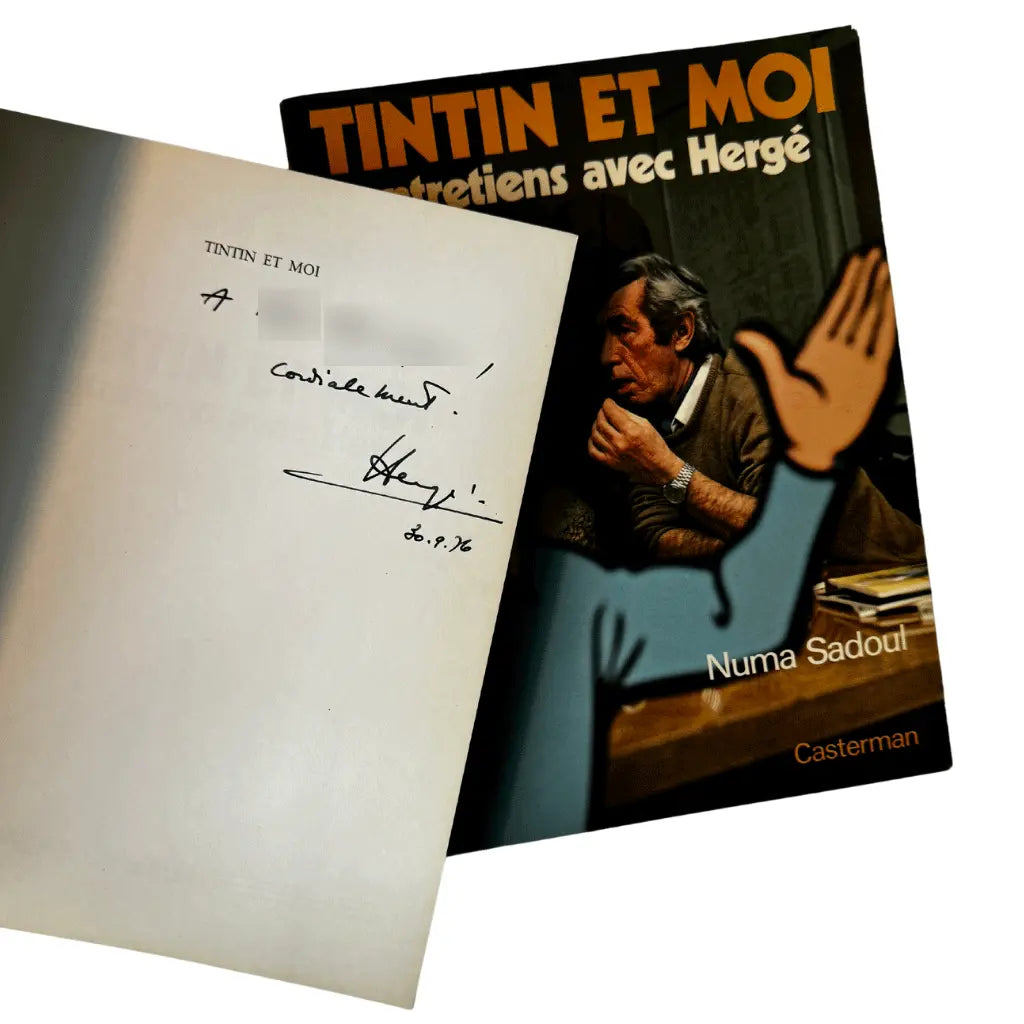 Lot de 2 albums Tintin et Moi édition originale - Dédicace de Hergé et Numa Sadoul - 1978