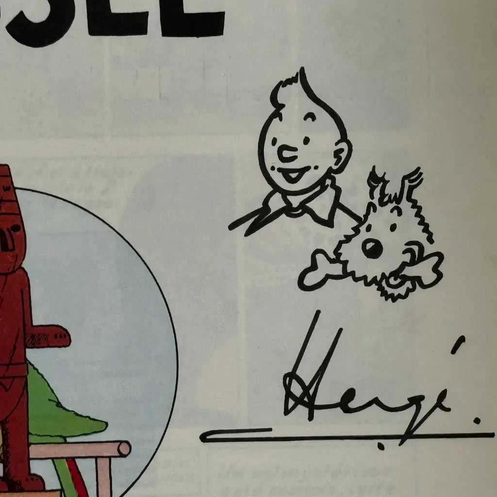Bande dessinée Tintin l'oreille cassée dédicace Hergé
