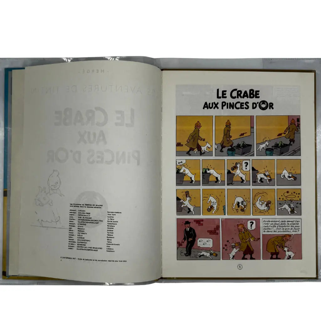 Bande dessinée Tintin Le crabes aux pinces d'or dédicace Hergé