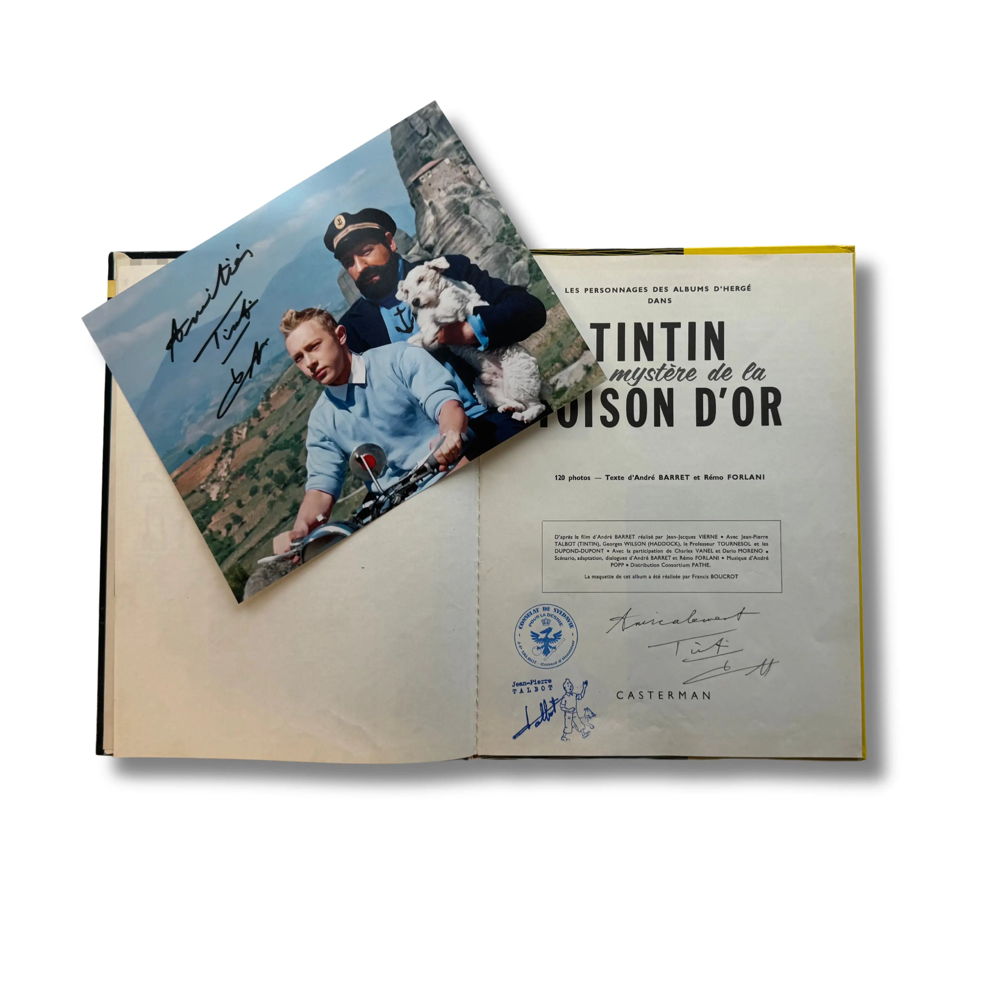 Tintin et le Mystère de la Toison d'Or - Dédicace de Jean-Pierre Talbot avec photographie signée et certificat - EO 1962