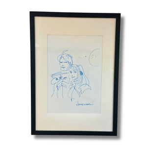 Dessin original de Valerian & Laureline – Dédicace Jean-Claude Mézières-30 x 21 cm