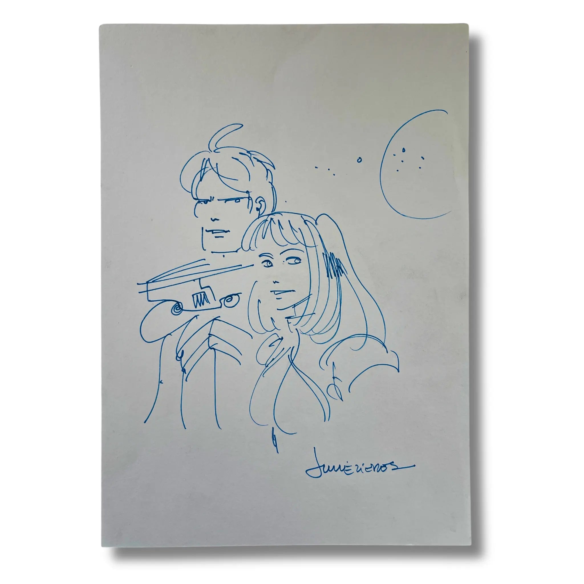 Dessin original de Valerian & Laureline – Dédicace Jean-Claude Mézières-30 x 21 cm
